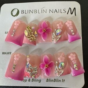 Stylish duck beak style Nails in Pink and Nude Press-On Set